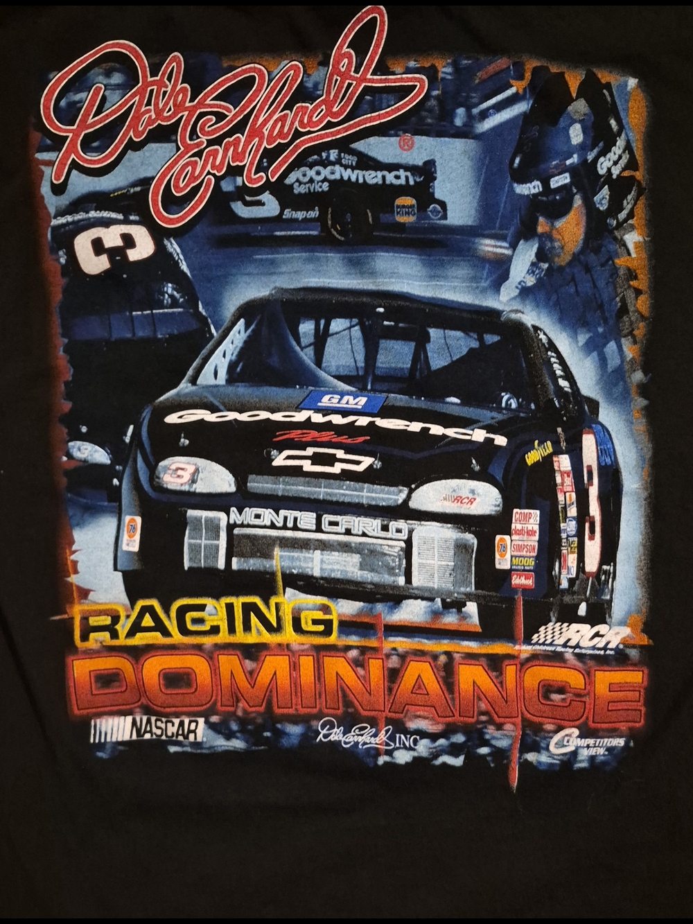 Nascar tee shirt 90s Dale Earnhardt Racing Dominance Graphic Black sz L